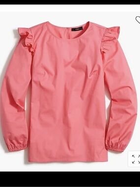 J Crew Factory Cotton Poplin Top Blouse with Ruffles Hot Pink large nwt
